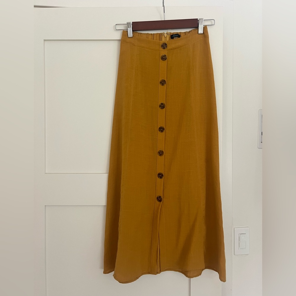 Soprano Button-Down Mustard Skirt